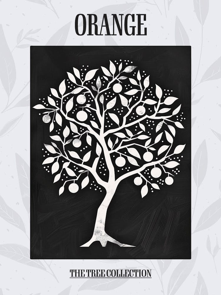 Orange Tree Simple Geometric Nature Stencil 21 Poster