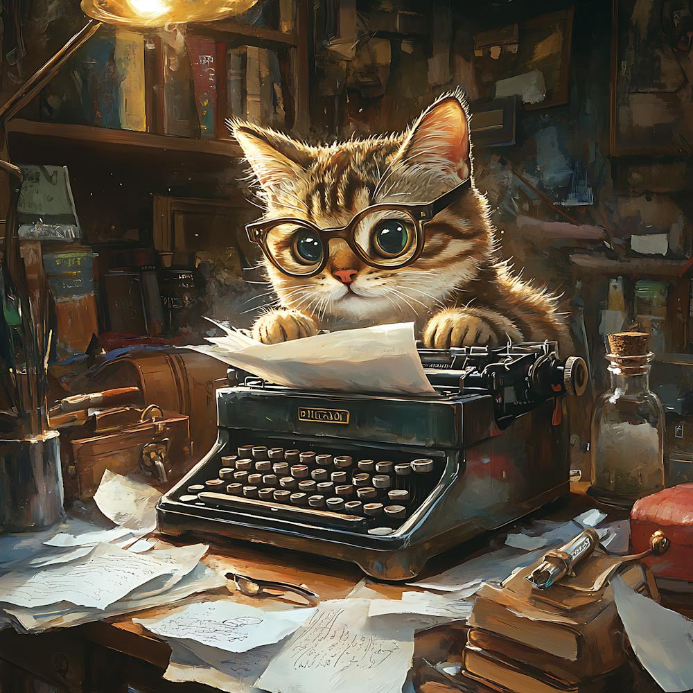 Funny Cat Writer Vintage 11