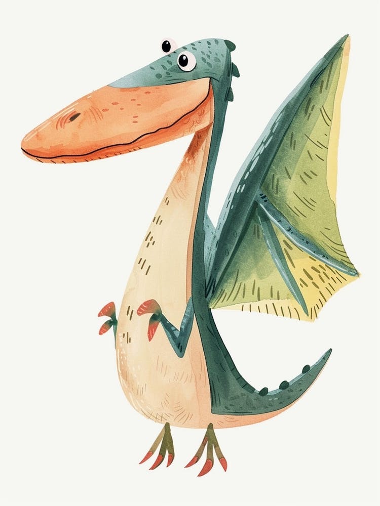 Pteranodon Dinosaur Cute Watercolour 1