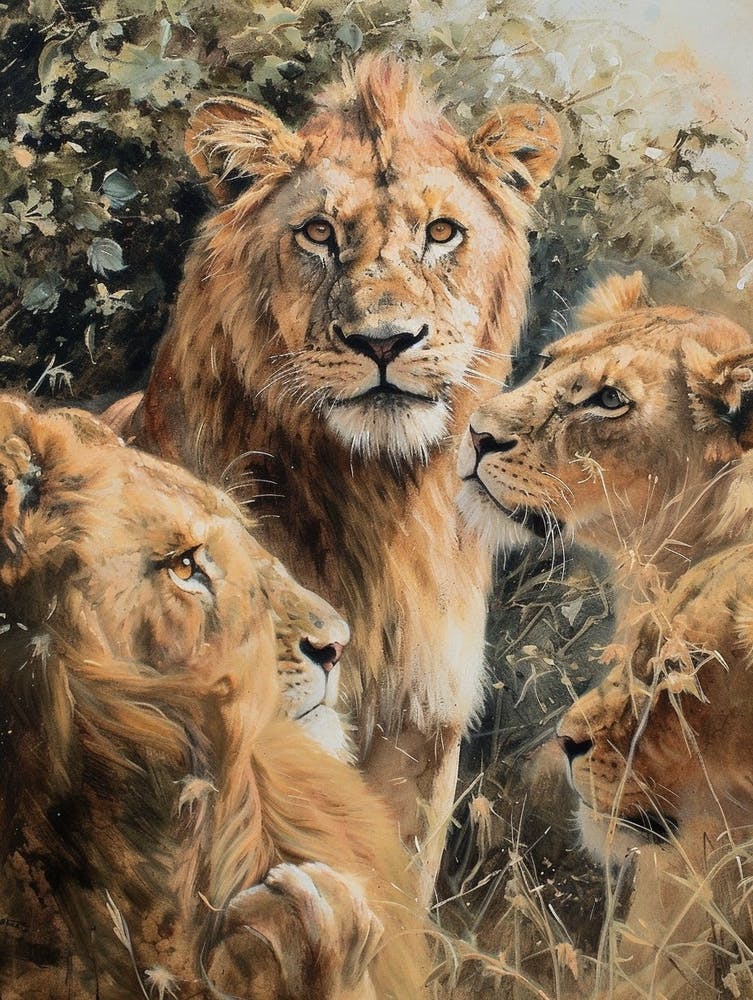 Barbary Lion Acrylic Painting 6