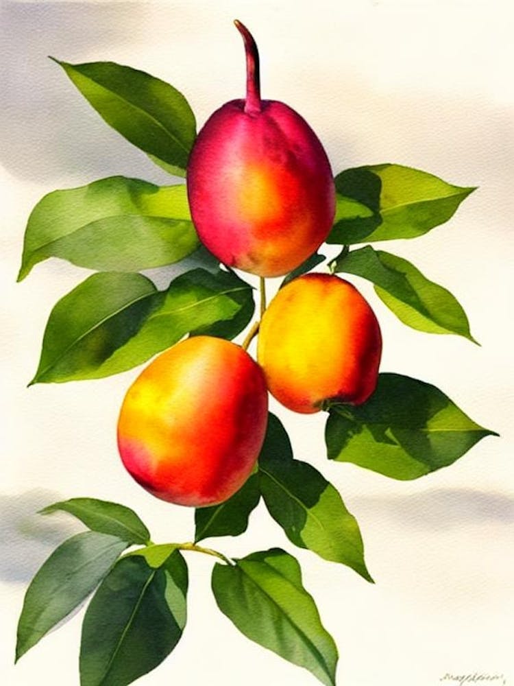Mangosteen Italian Watercolour fruit