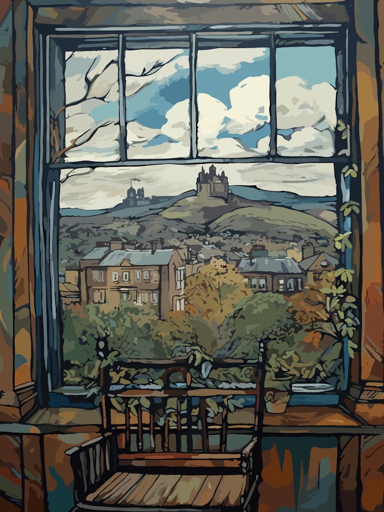 Window View Of Edinburgh Scotland In The Style Of William Morris 2