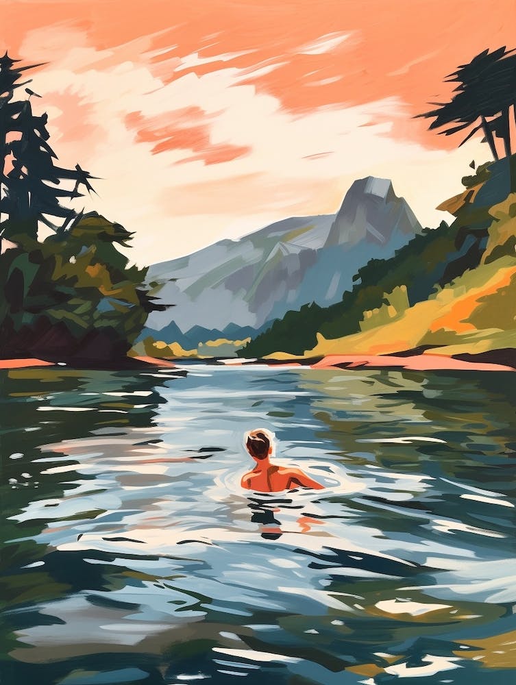 Wild Swimming At Derwentwater Cumbria 3