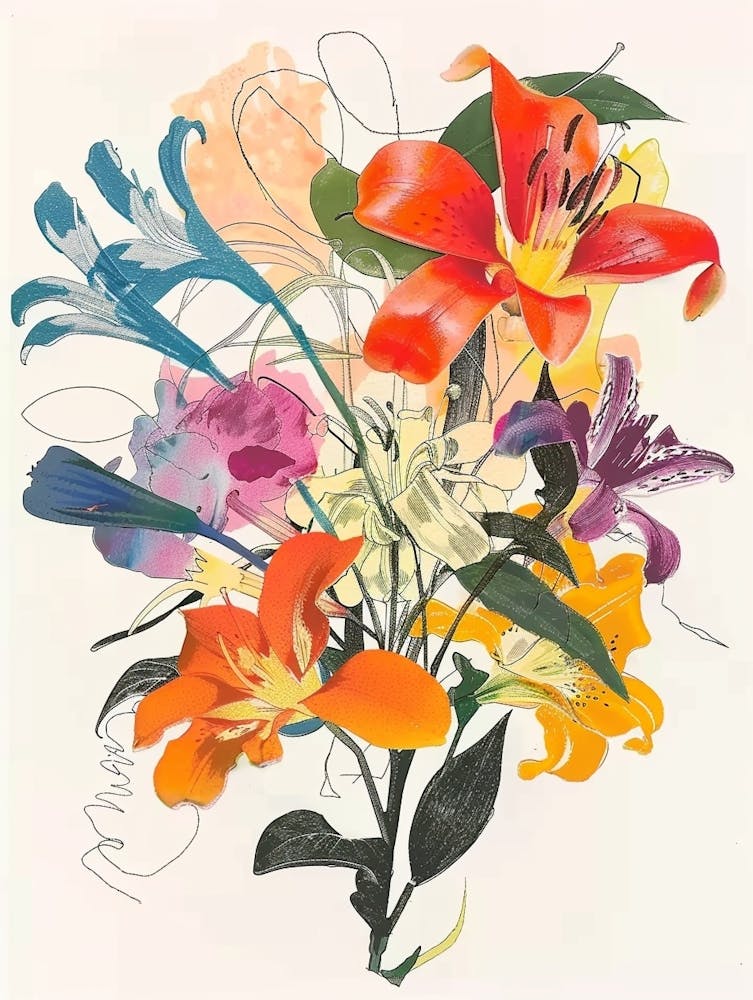 Lis Gloriosa 2 Collage Bouquet de Fleurs