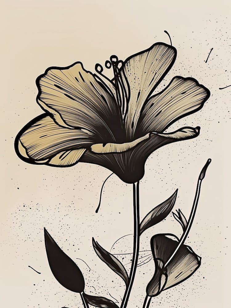 Lilies Line Art Flowers Illustration Neutral 16