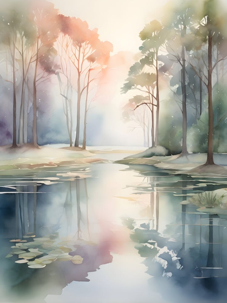 Default Serene Watercolor Painting Of A Tranquil Forest Scene 0 1