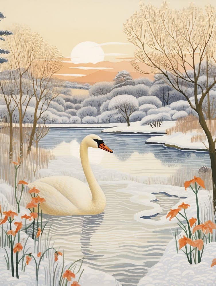 Winter Bird Painting Swan 3