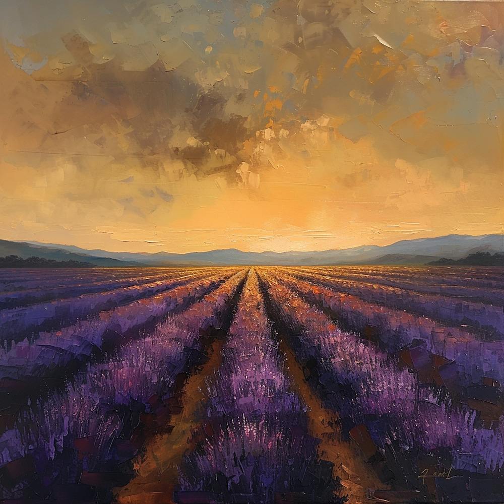 Sunset Over Lavender Fields 1