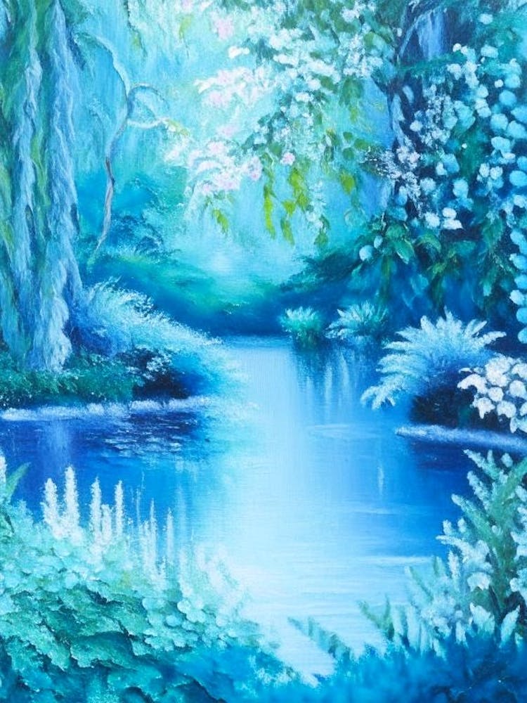 Water Gardens Waterscape Marble Acrylic Painting 3