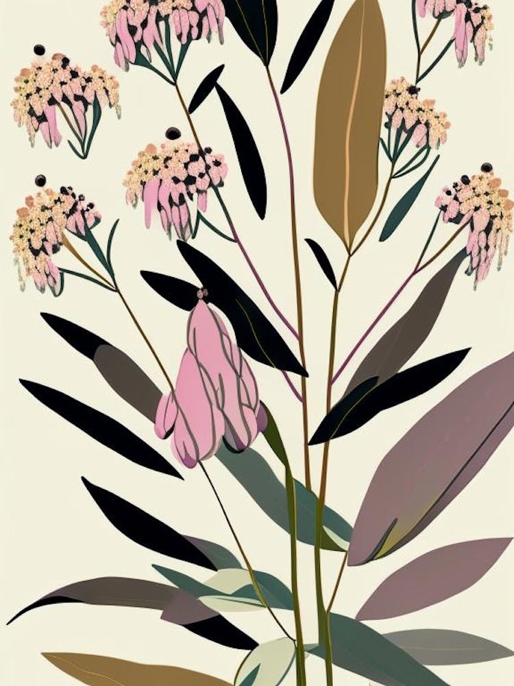 Swamp Milkweed Wildflower Modern Muted Colours