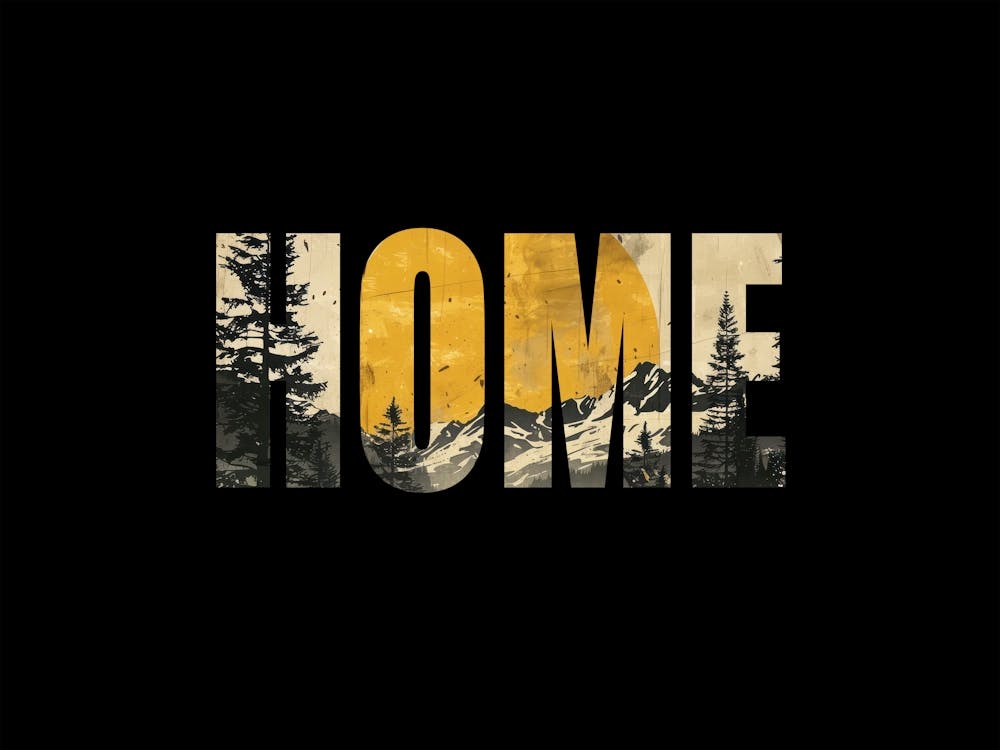 Home Poster Landscape Retro Illustration 3