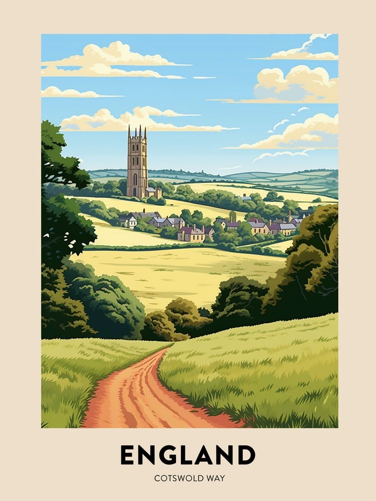 Cotswold Way England 1 Vintage Hiking Travel Poster