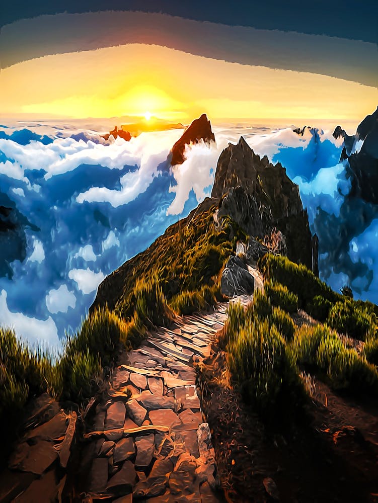 Paved Footpath At Pico Do Arieiro, Madeira Island
