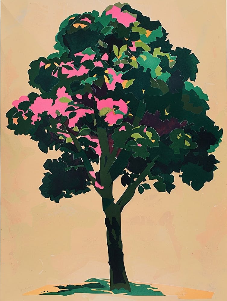 Boxwood Tree Colourful Illustration 1
