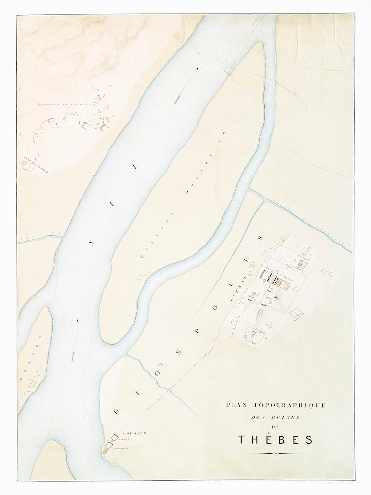 Topographic Map Of The Ruins Of Thebes From Histoire De L'Art Égyptien (1878)