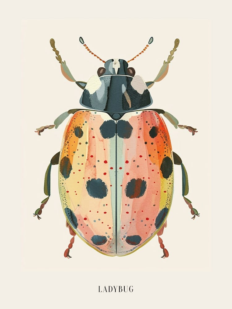 Bunte Insektenillustration Marienkäfer 18 Poster