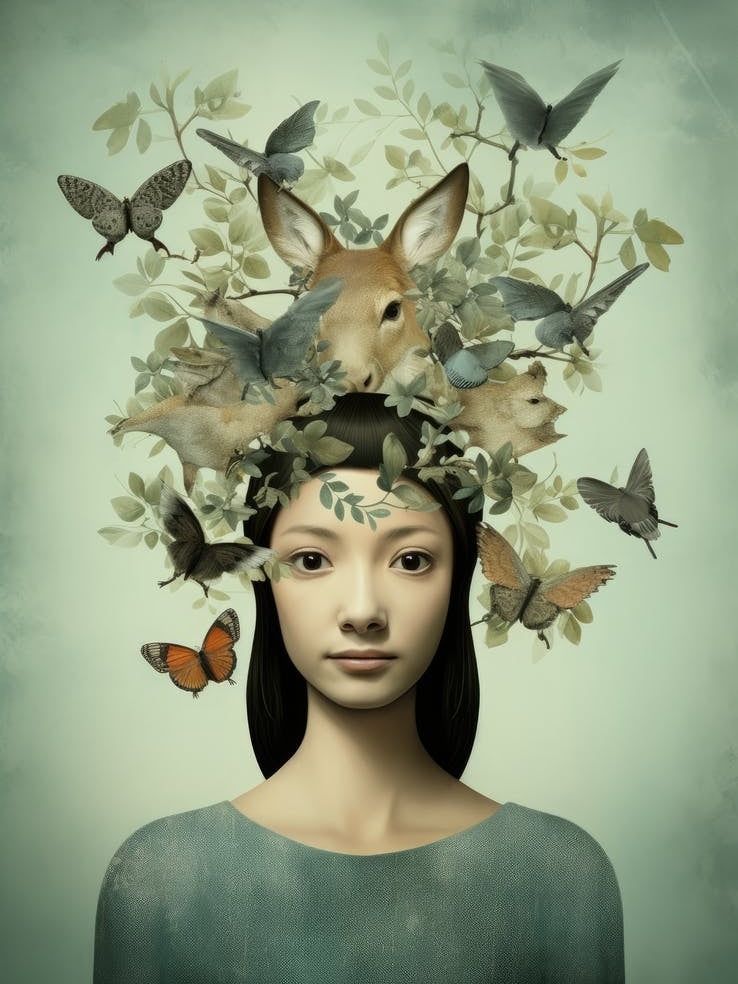 Woman With A Tree On Her Head