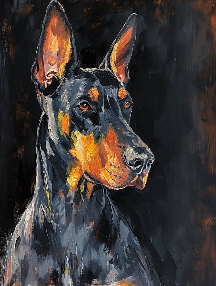 Doberman Pinscher Acrylic Painting 7