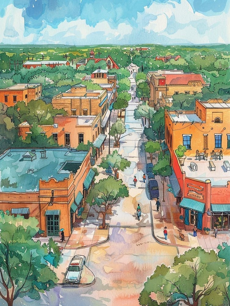 Storybook Illustration Red River Cultural District Austin Texas 1