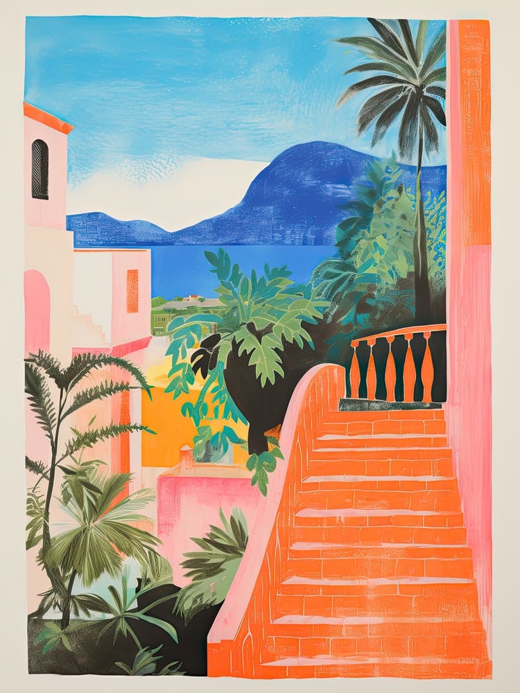 A House In Amalfi, Abstract Risograph Style 3