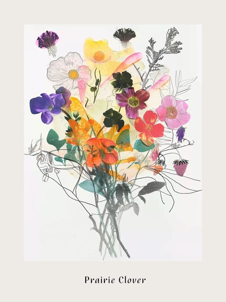 Prairie Clover 1 Collage Flower Bouquet Poster