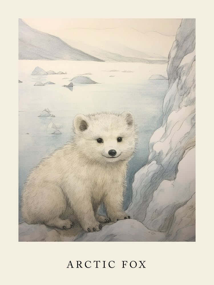 Beatrix Potter Inspired  Animal Watercolour Arctic Fox 3