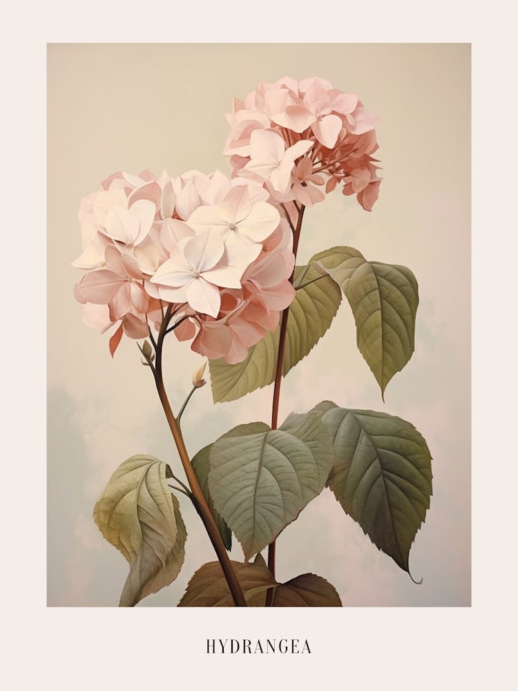 Floral Illustration Hydrangea 2 Poster