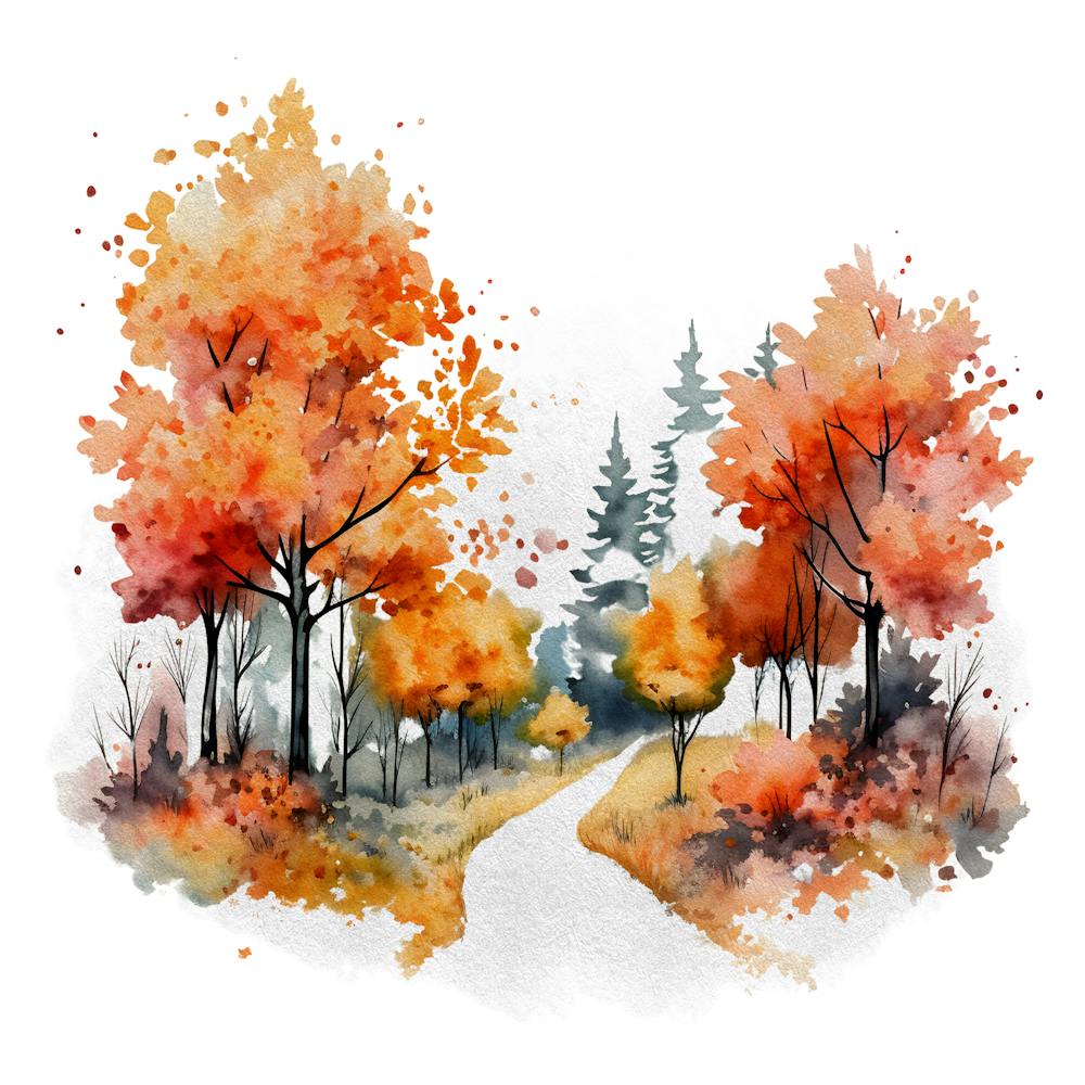 Watercolor Autumn Trees 13