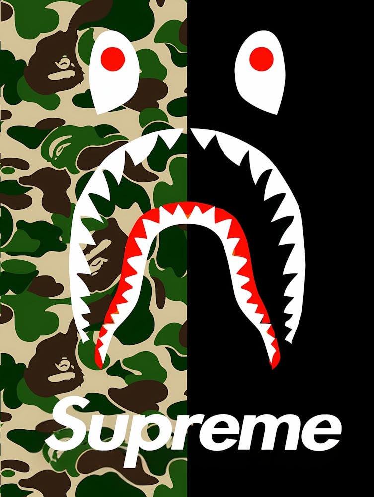 Supreme Shark - Supreme x Bape Kollaboration