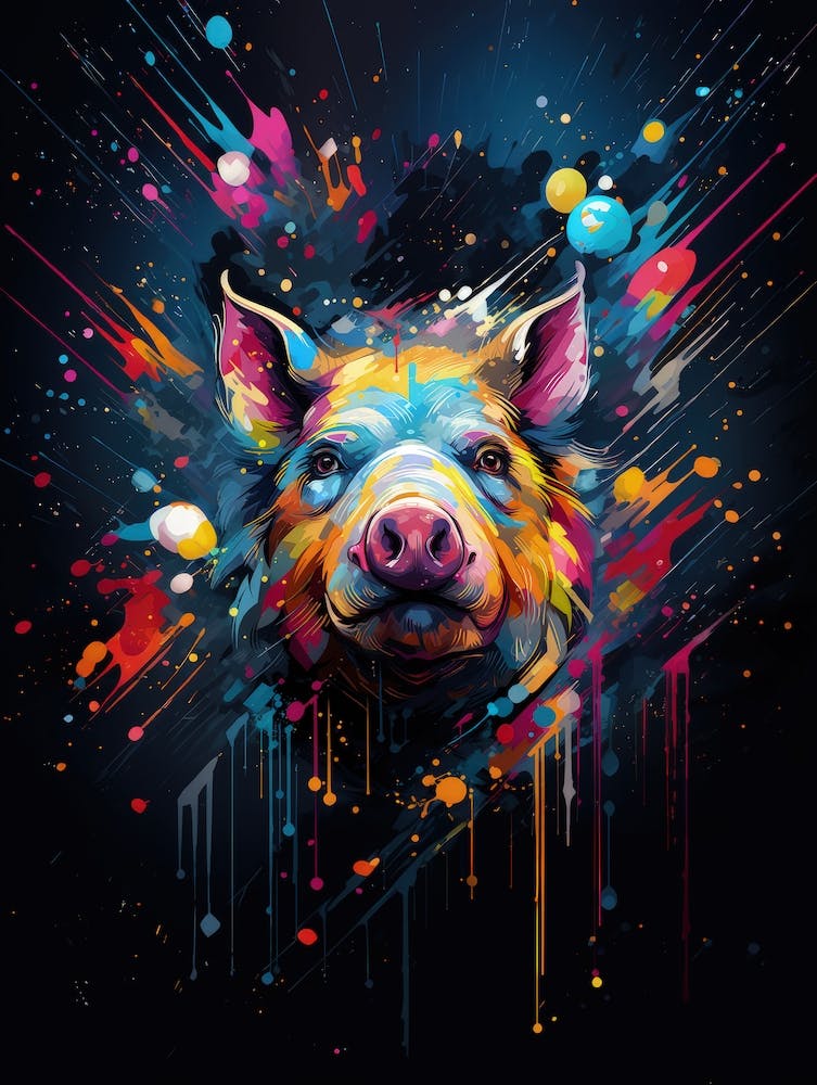 Pig Color splash Pop Art wall painting