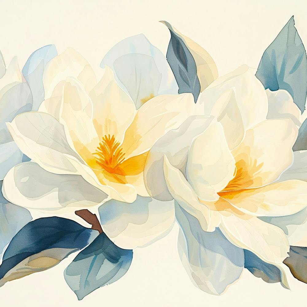 Watercolor Magnolia Flowers