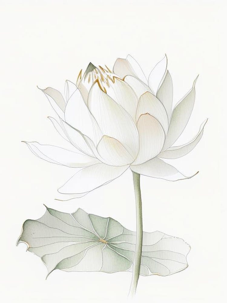 White Lotus Pencil Illustration 2