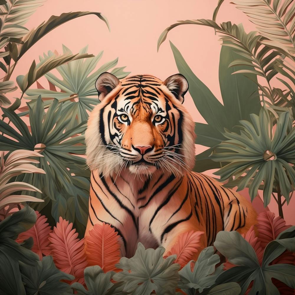 Tiger 5 Pink Jungle Animal Portrait