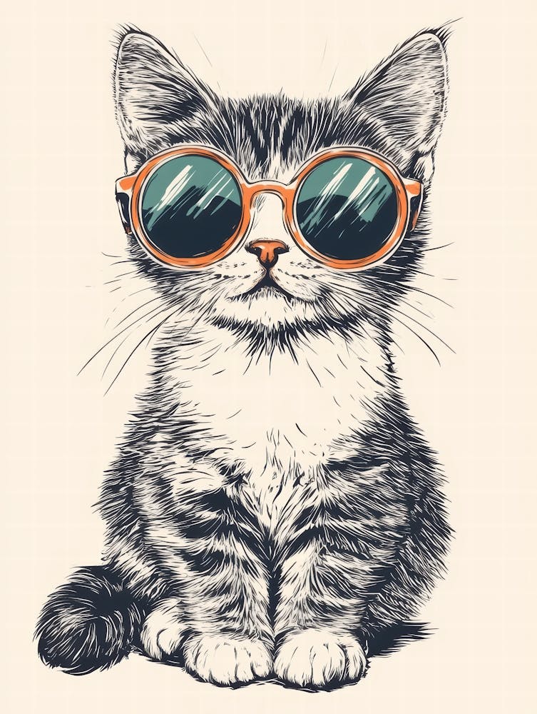 Cat In Sunglasses.Generated AI. Wall