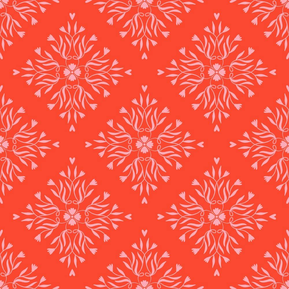 Floral Squares orange and pink