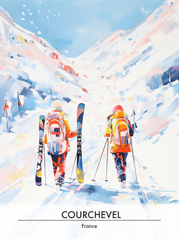 Courchevel   France, Ski Resort Poster Illustration 2