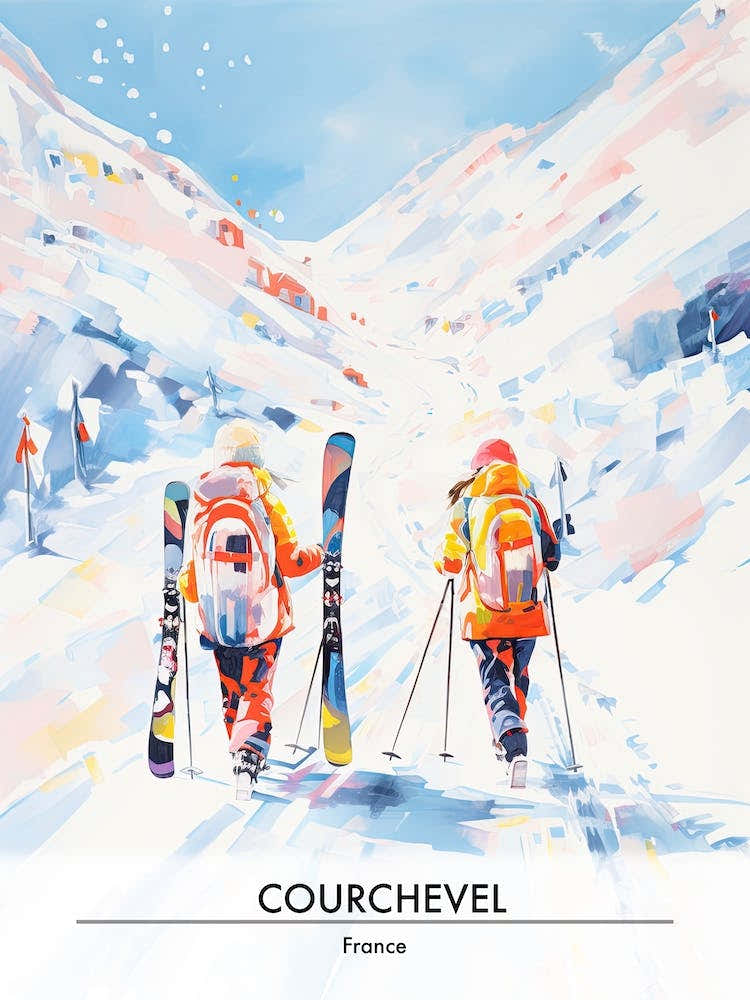 Courchevel   France, Ski Resort Poster Illustration 2