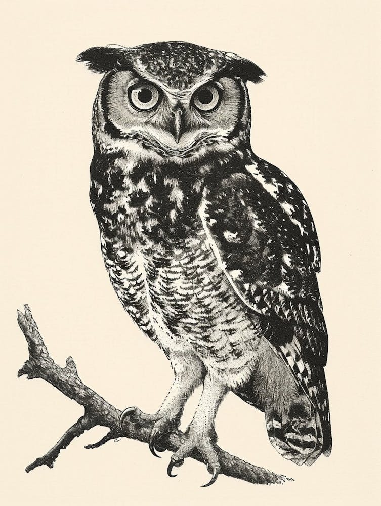 Spectacled Owl Vintage Illustration 1