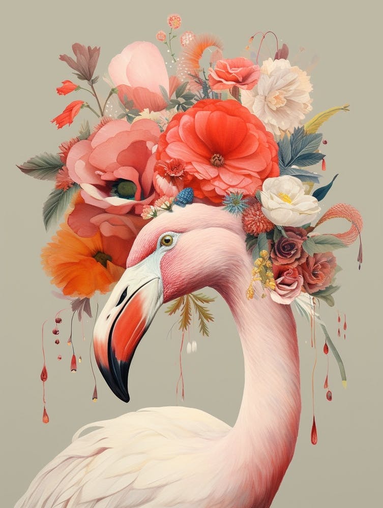 Bird With A Flower Crown Flamingo 3