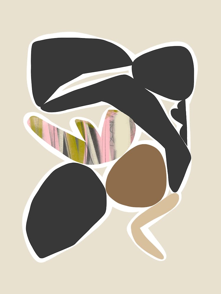 Abstract Botanical 2 Brown Pink 