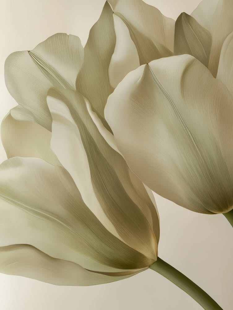 Green Beige Close Up Petals 2