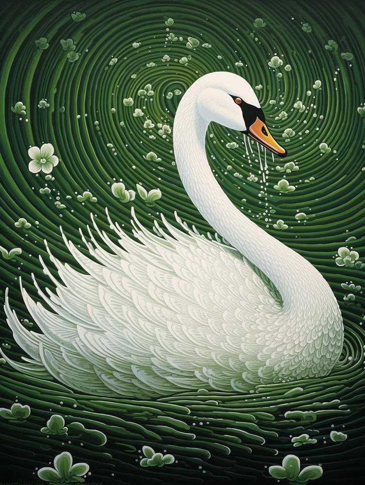 Ohara Koson inspiriertes Vogelgemälde Schwan 3