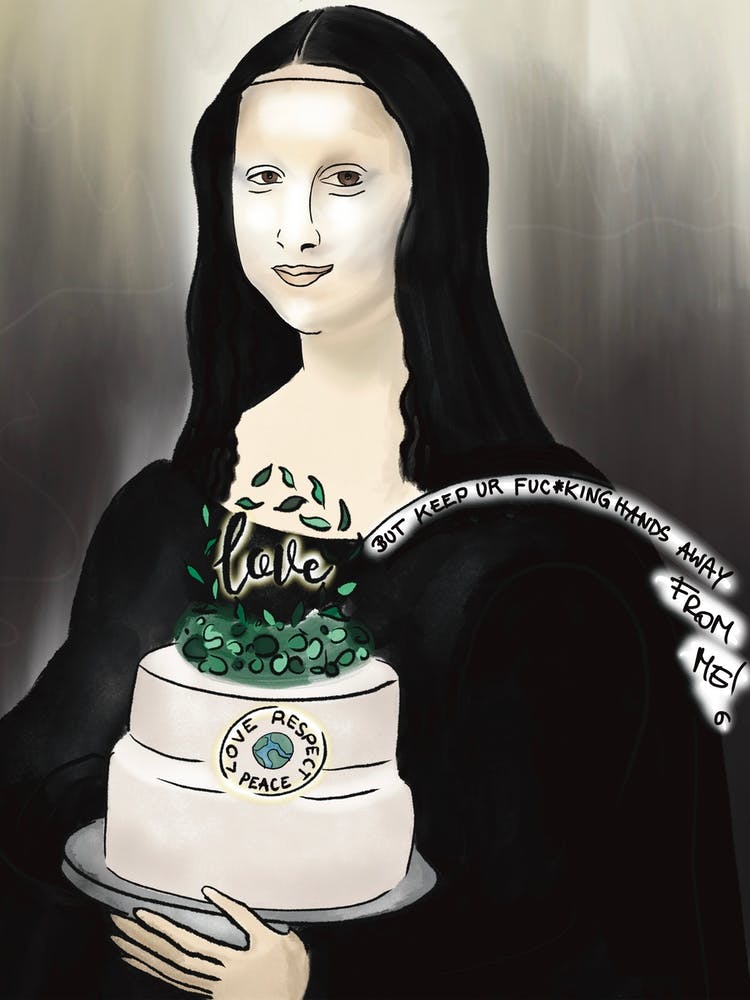 Mona Lisa After The Attack With The Cake