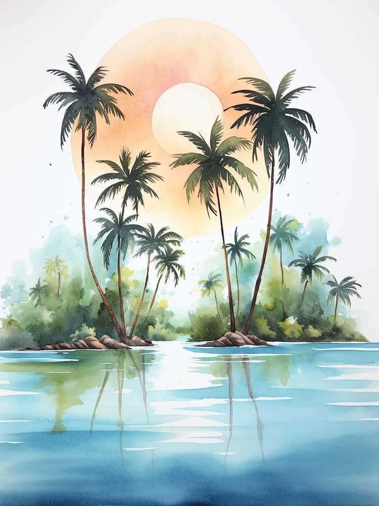 Watercolour Of Bora Bora   French Polynesia 0