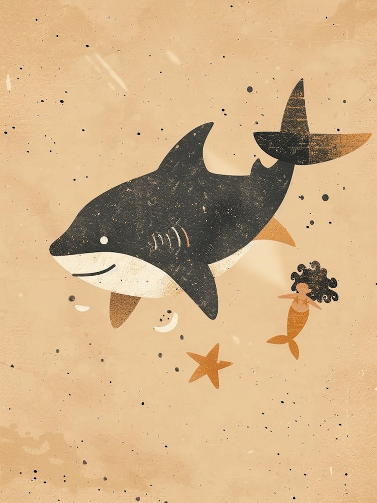 Shark & Mermaid Muted Minimal Pastels