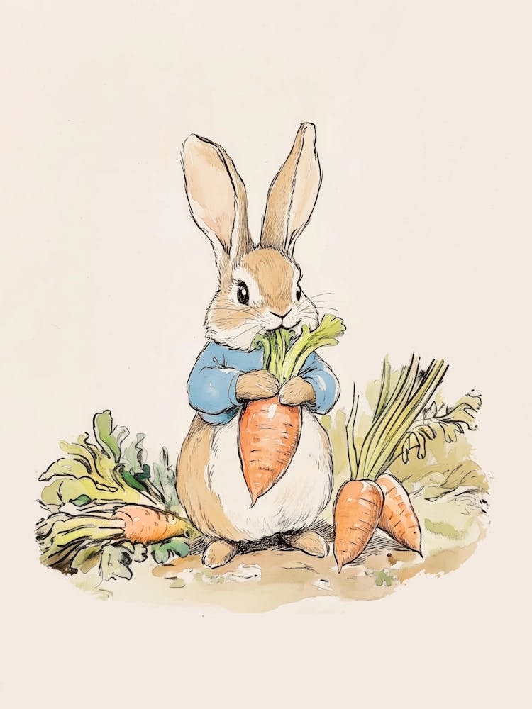 Rabbit Eating Carrots