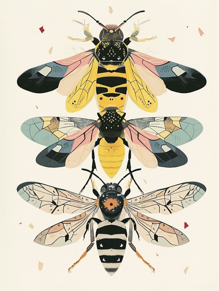 Colourful Insect Illustration Yellowjacket 4