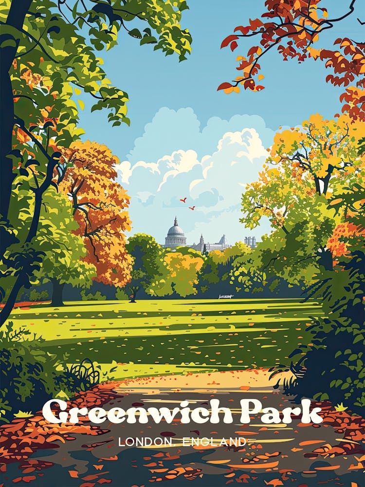Greenwich Park Scenic Digital Travel Art