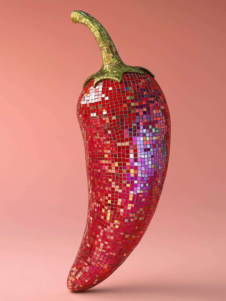 Piment Rouge Chaud Boule Disco Art Rose Cuisine