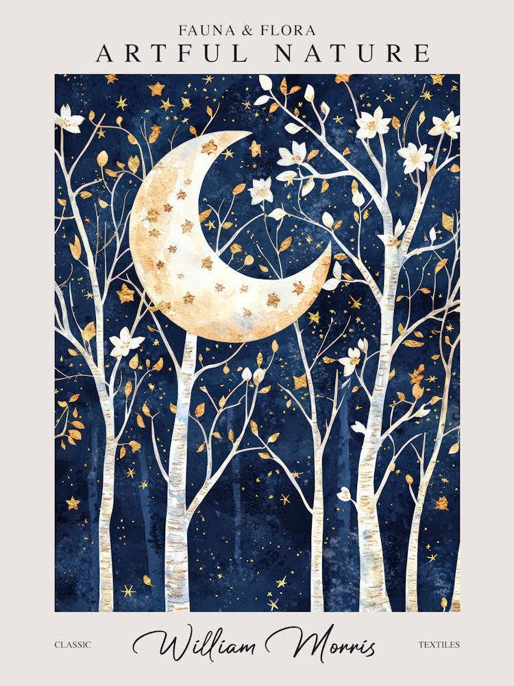 William Morris Night Moon Trees Botanical Exhibition